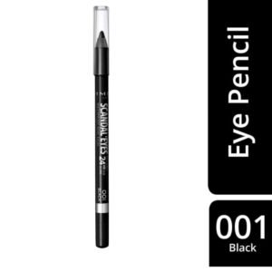 قلم كحل سكاندل آيز من ريميل لندن - أسود فاحم (001) مقاوم للماء لإطلالة جذابة تدوم طويلاً