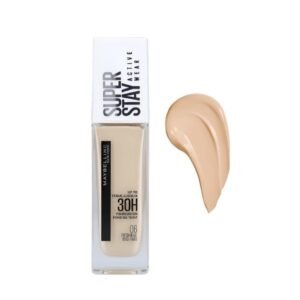 كريم أساس ميبيلين سوبر ستاي اكتيف وير - درجة 06 فريش بيج، تغطية مثالية تدوم طويلاً عبوة 30 مل.